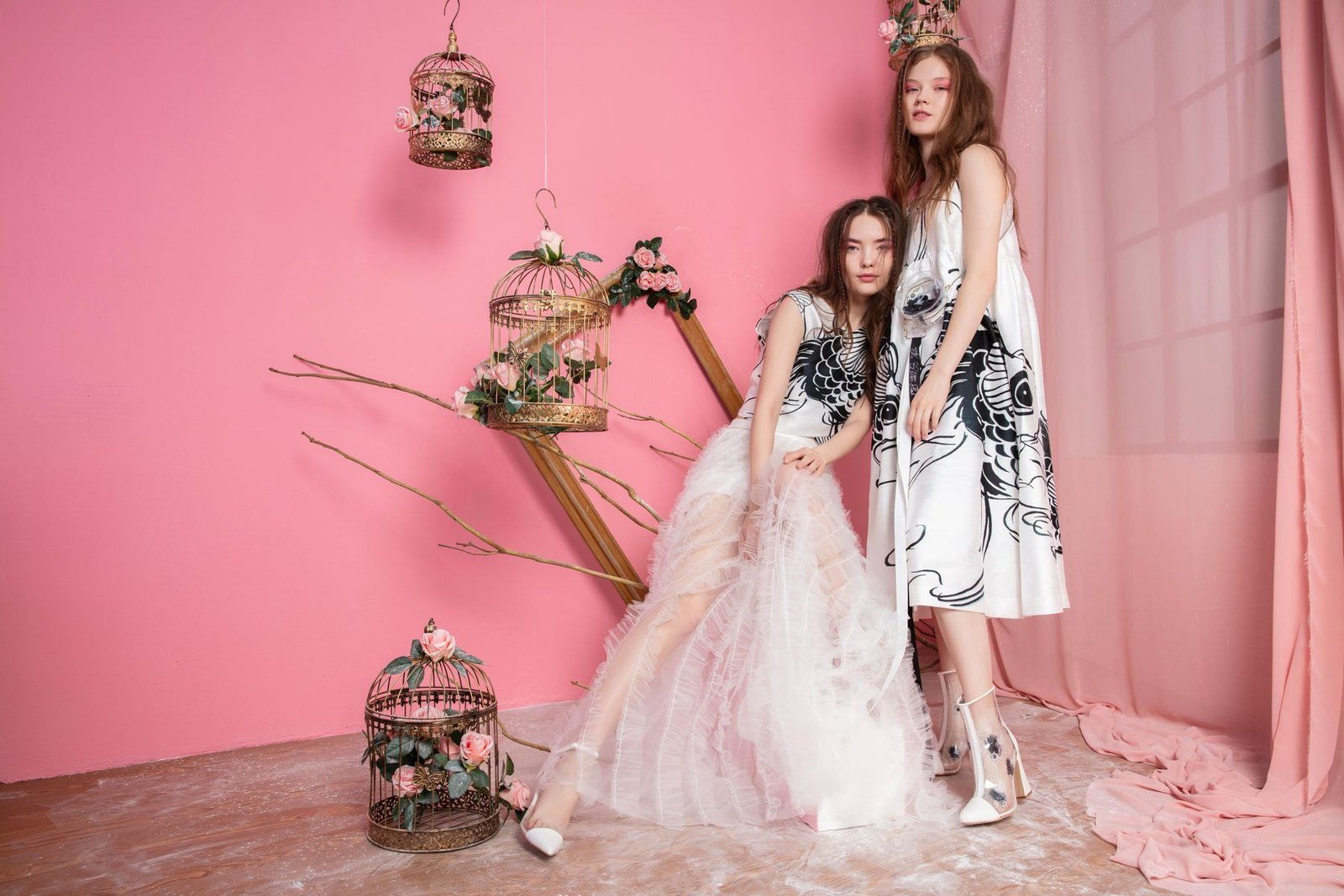 Pink dress collection laid out